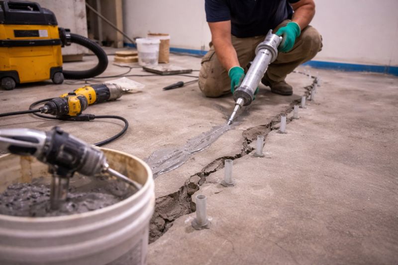 Cracked Basement Floor Repair in Levittown, PA