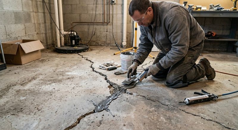 Cracked Basement Floor Repair in Levittown, PA