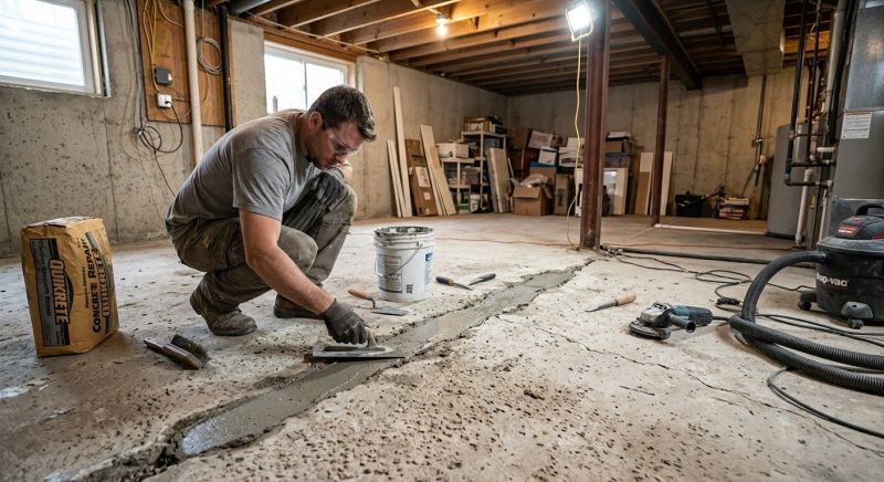 Cracked Basement Floor Repair in Levittown, PA