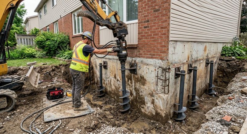Helical Piers Installation in Levittown, PA